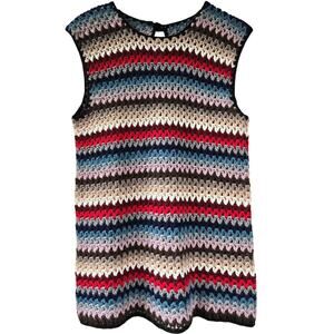 Proche Studio NEW Baby Alpaca Crochet Knit Sleeveless Tunic Sweater Top Large